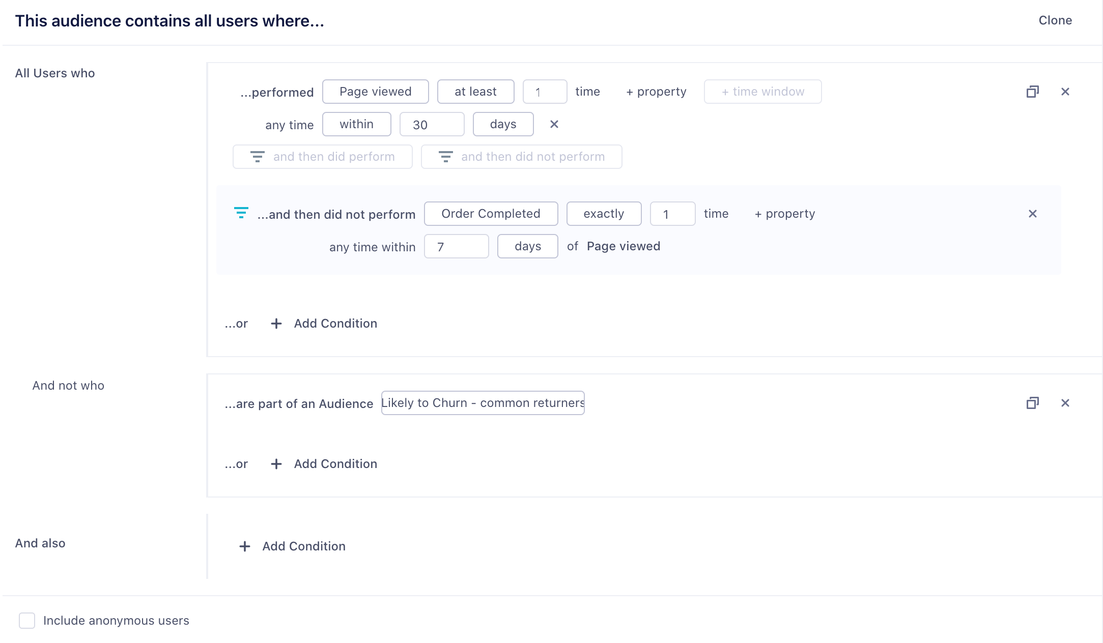 Creating a Personas Audience of users who viewed a product without buying it