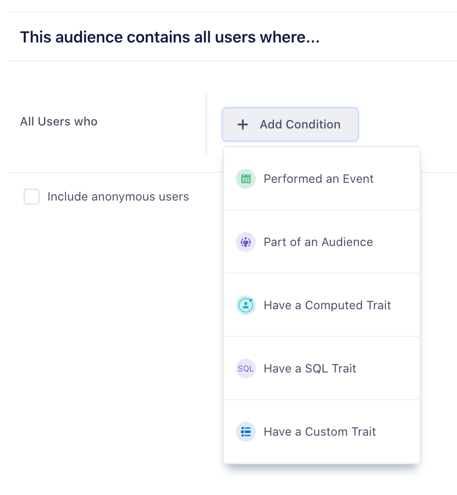 Creating a Personas Audience from the conditions list