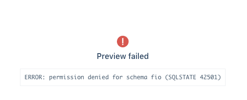 An example of a permission denied for schema error